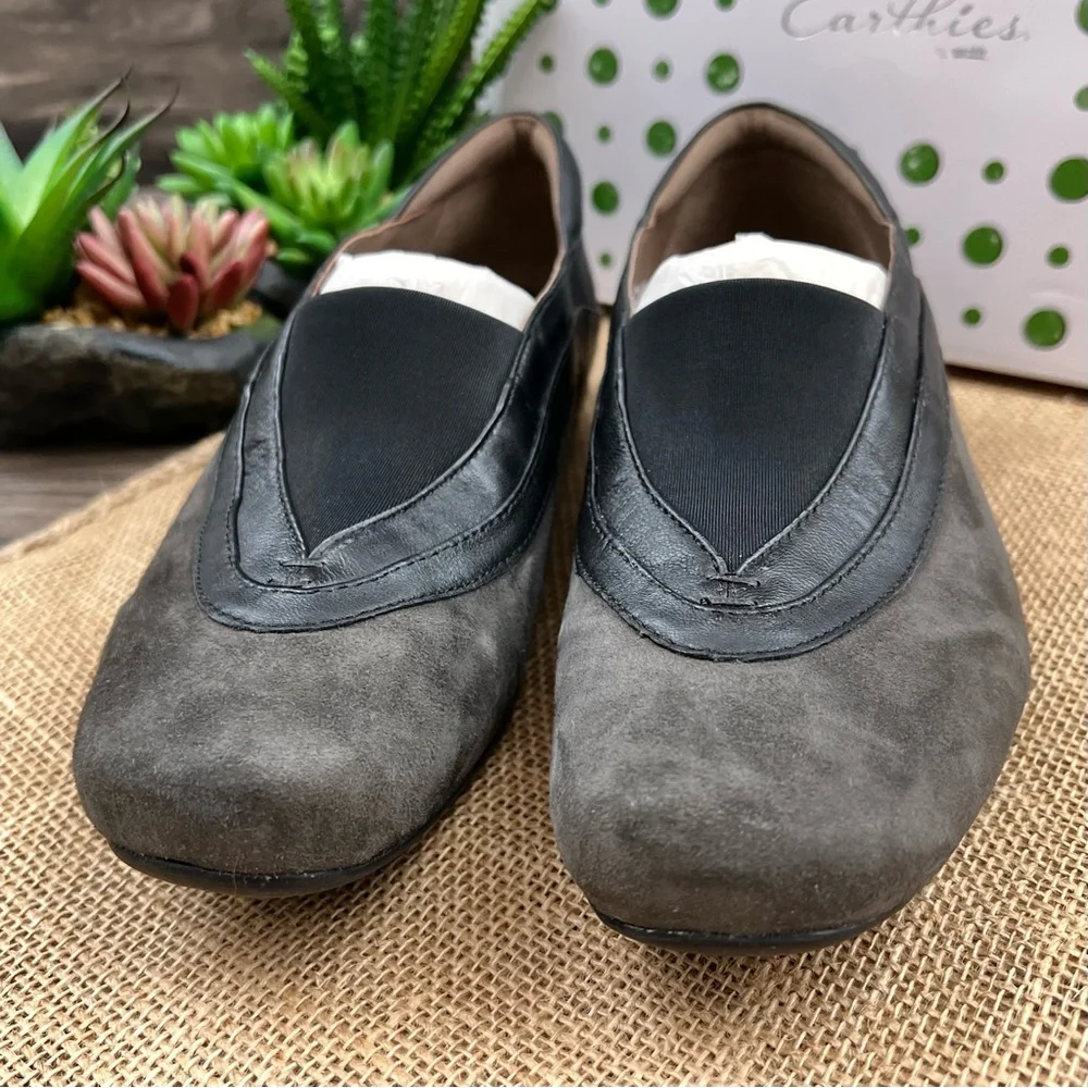 NIB Earthies Ferro Suede Leather Flats Loafers Shoes Dark Grey 8.5B - Picture 3 of 12